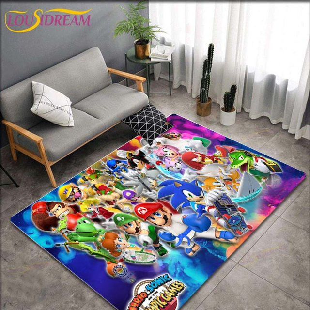 Anti-Rutsch Teppich mit Mario Bros. Muster von new Yunheng für Kinderzimmer und Wohnzimmer, Mehrfarbig, B: 100 cm, L: 120 cm - Bild 1