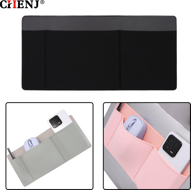 Selbstklebende Aufbewahrungstasche aus Leica-Stoff für Notebook-Computer, Datenkabel und Festplatten von CHENJ in Schwarz - Bild 1