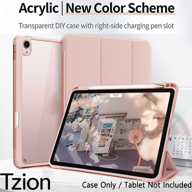 Modische iPad Hülle für Apple iPad 10. Generation 10,9 Zoll A2696 A2757 A2777 mit Stifthalter und Abdeckung in Grau und Pink - Bild 1