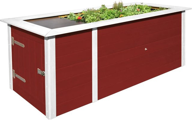 WEKA Hochbeet aus Fichtenholz mit Schrank in Rot, B/T/H: 205 x 81 x 79 cm - Bild 1