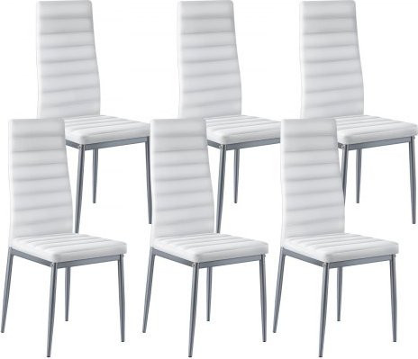 VEVOR Esszimmerstuhl Set aus 6 Stück, moderner gepolsterter Leder-Beistellstuhl in Weiß mit Metallbeinen für Esstisch und Küche - Bild 1