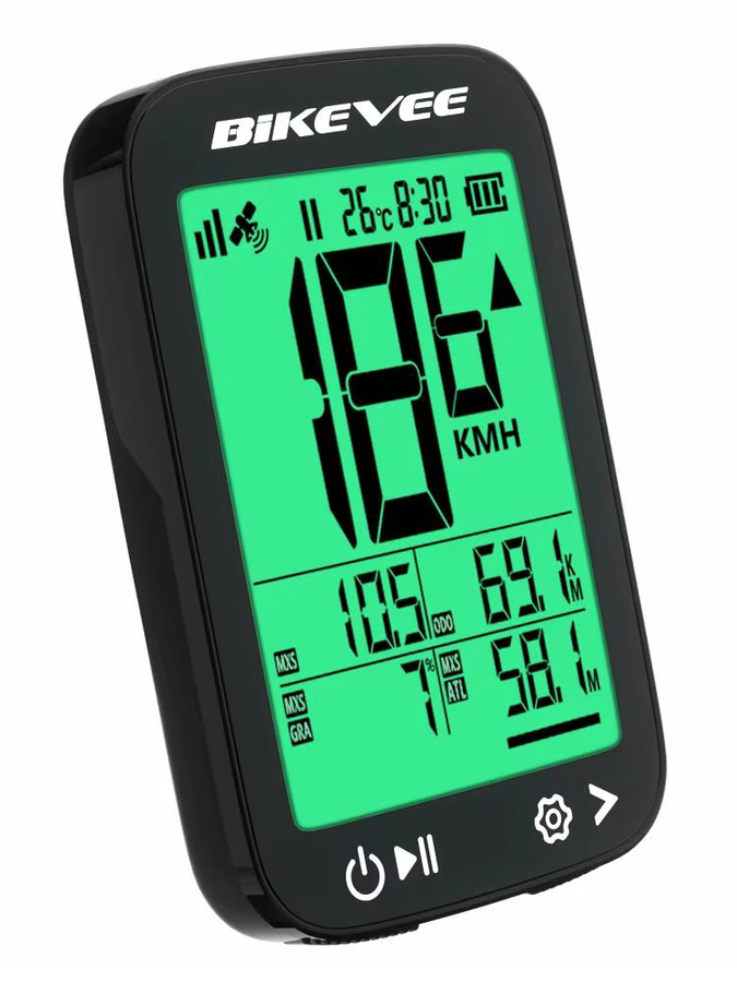 Bikevee GPS-Fahrradcomputer kabellos und wasserdicht in Schwarz mit LCD-Display für Rennrad und MTB - Bild 7