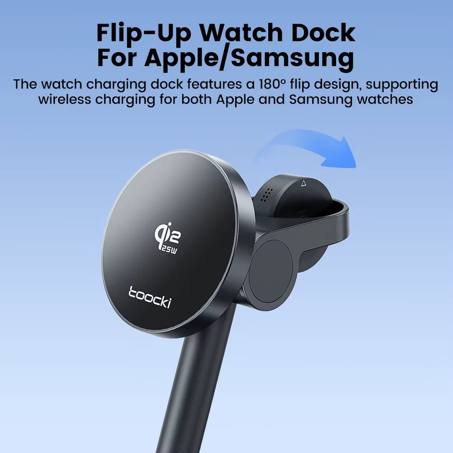 Toocki 3-in-1 Magnetisches Kabelloses Ladegerät 25W Qi2.2 Schnellladestation für iPhone, Apple Watch und Ohrhörer in Schwarz - Bild 3