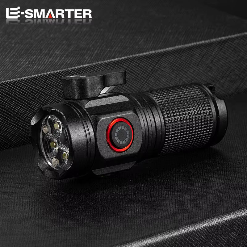 ESMARTER Mini Adventure LED Taschenlampe mit Kompass, 2000lm, Magnet, Clip und Gürtelschneider in Schwarz - Bild 2