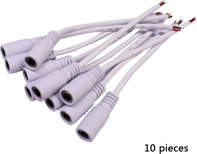 10 Stück DC Netzstecker Adapter Set mit männlichen und weiblichen Steckern für LED Streifen in Weiß, Größe 5,5 x 2,1 mm - Bild 1