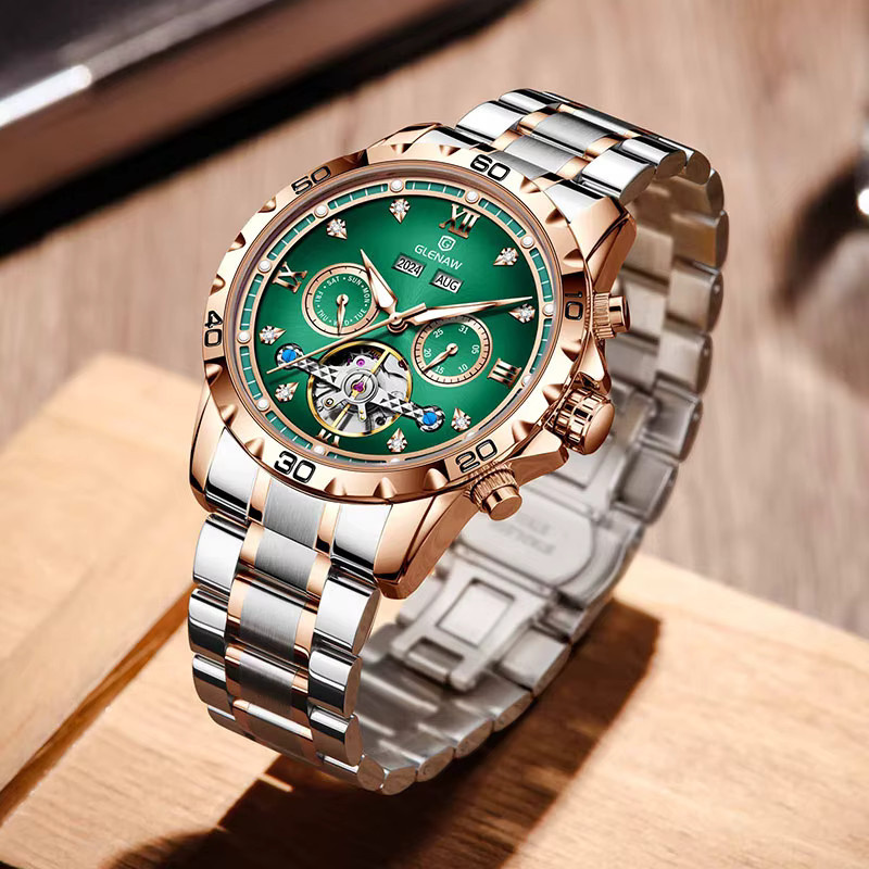 GLENAW Armbanduhr Automatik, Edelstahl, Silber, Herren - Bild 4