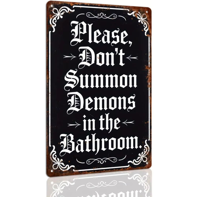 HELLOYOUNG Halloween Retro-Metallblechschild Badezimmer Wandkunst Dekoration Schwarz B: 20 cm, H: 30 cm - Bild 7