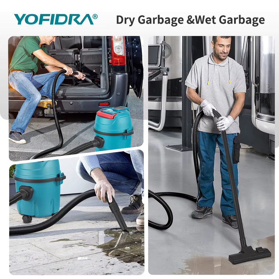 Yofidra 3-in-1 Elektrischer Nass- und Trockensauger für Makita-Akku, Kabelloser Haus- und Autoreiniger in Türkis mit 10L Tank - Bild 4