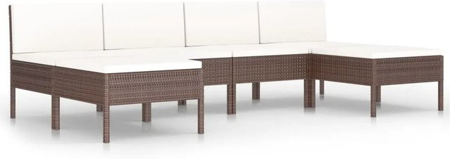 vidaXL 6-tlg Garten-Lounge-Set Modell 3 aus Poly Rattan in Braun mit Auflagen und Metallgestell - Bild 1