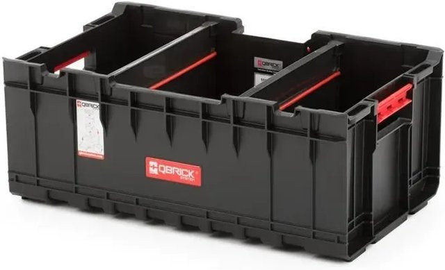 PROREGAL QBRICK Werkzeugkasten Schwarz mit Deckel und Frontgriff, H x B x T: 29,5 x 53,5 x 22 cm, 52 Liter Volumen, Traglast bis zu 120 kg, stapelbar - Bild 1