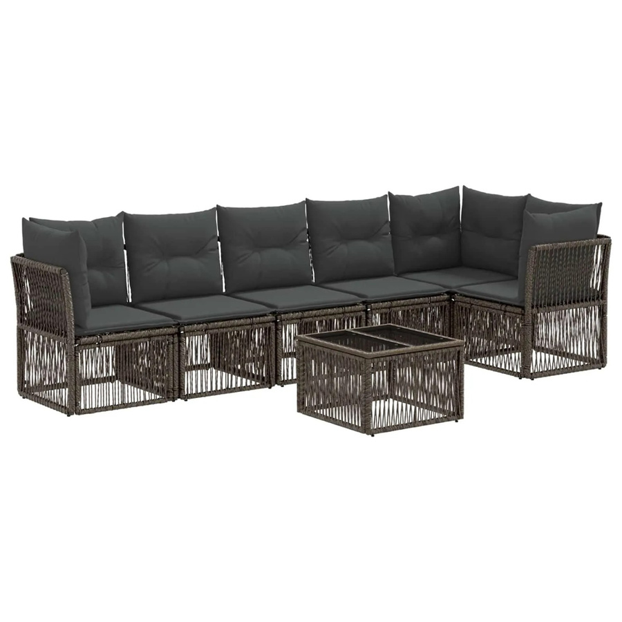 vidaXL Gartensofa-Set 7-teilig aus Poly-Rattan in Grau mit L-Form, Eckelementen und Couchtisch, wetterfest mit Polstern und abnehmbaren Bezügen - Bild 2
