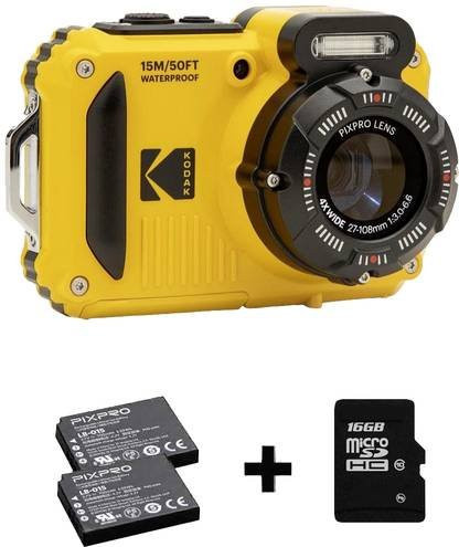 Kodak Pixpro WPZ2 Kompaktkamera Bundle in Gelb mit 15 Megapixel, 4x optischem Zoom, Wi-Fi, 2 Akkus und microSD-Karte - Bild 1