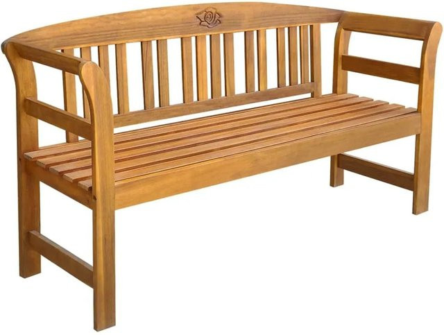 DELUKE Gartenbank LUNA aus Akazien-Massivholz, 3-Sitzer Sitzbank mit Armlehnen, wetterfest, Braun-antik, Breite: 157 cm - Bild 1