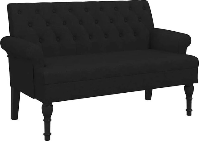 vidaXL Bank mit Rückenlehne in Schwarz aus Stoff und Gummibaumholz, B/T/H: 120 x 62 x 75,5 cm - Bild 1