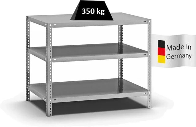 PROREGAL Heavy-Duty Fachbodenregal mit Schraubsystem, verzinkt, Farbe Silber, H x B x T: 80 x 100 x 60 cm, 3 Ebenen, beidseitig nutzbar - Bild 1