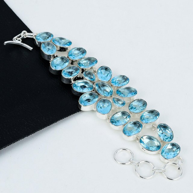 Armband Silber, Aquamarin, Blau, Damen - Bild 1