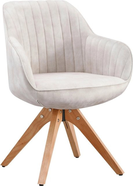 Mömax Armlehnstuhl Relax in Beige mit Buchefarben, drehbar und modern mit Samtbezug - Bild 1