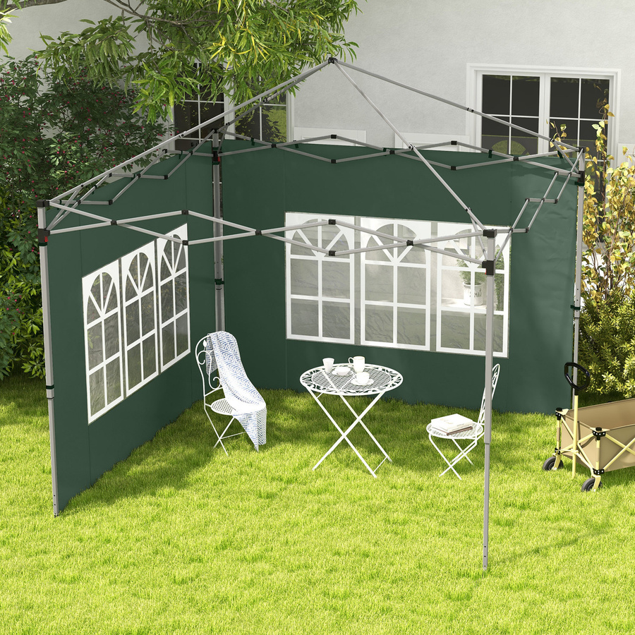 Outsunny 2er-Set Pavillon-Seitenwände mit Fenster aus wasserdichtem Oxfordstoff für 3x3 m oder 3x4 m Partyzelte, Wind- und Sichtschutz, Grün - Bild 2