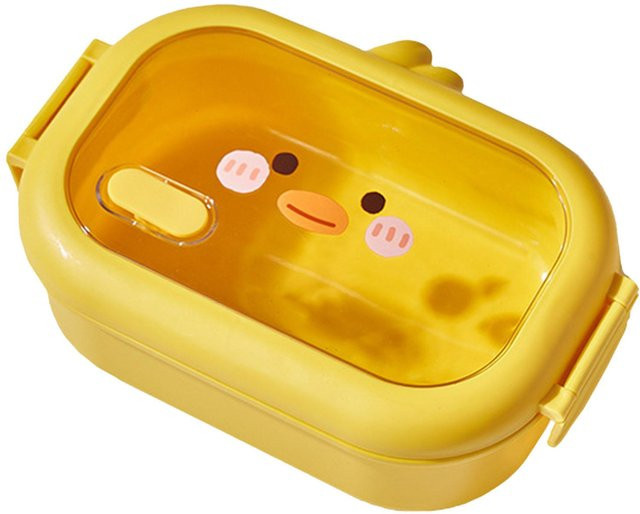 CosyHome Bento Lunchbox Kleine Gelbe Ente Thermischer Edelstahl Lunchbehälter mit Fächern und Auslaufschutz in Gelb und Orange - Bild 1
