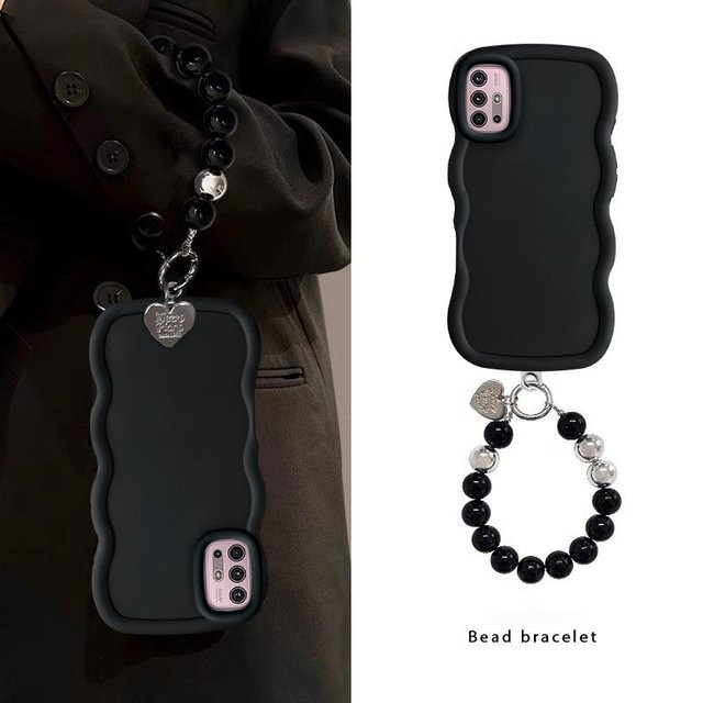 Silikon Handyhülle mit Lanyard in Wellenform für Motorola G30 G05 G24 G04S G10 G04 G14 G15 G34 G32 G13 G35 G25 G23 G20 in Schwarz - Bild 1
