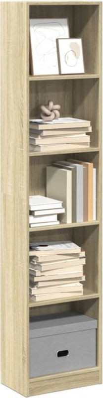Bücherregal Vidaxl aus Holzwerkstoff in Eiche Natur Braun, minimalistisches Design, B/T/H: 40 x 24 x 176 cm - Bild 1