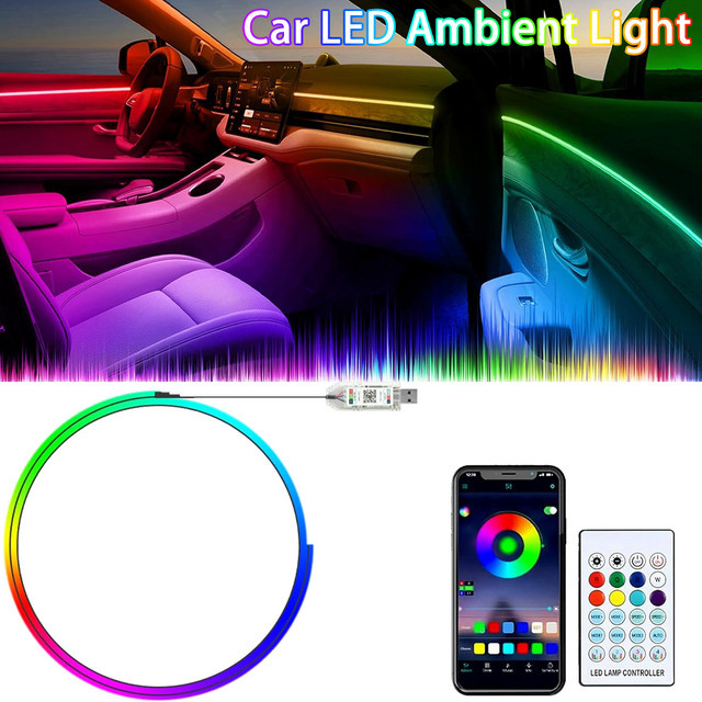YSRSAI RGB LED Auto Umgebungslicht mit App- und Fernbedienung, USB 5V Fußlicht in Multicolour, Schwarz - Bild 1