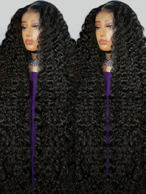 POPVIBES Loose Deep Wave Frontal Perücke, Echthaar, 30-36 Zoll, Unisex - Bild 1