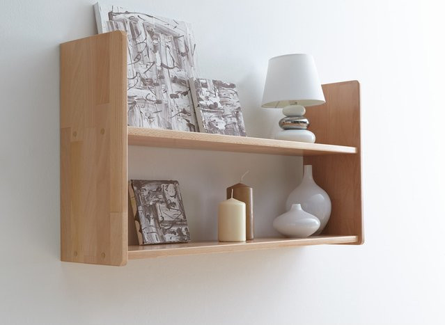 TiCAA Wandregal aus Buche Natur in Braun, minimalistisches Hängeregal für Wohnzimmer und Kinderzimmer - Bild 1