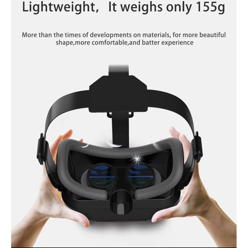 AyeBeau 3D Virtual Reality VR-Brille für Smartphones, 7 Zoll Headset in Schwarz - Bild 5