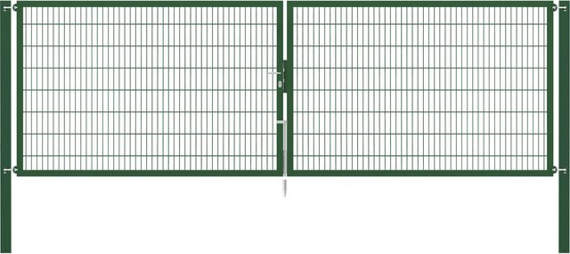 Doppeltor Flexo Plus in Grün aus Stahl mit Pfosten, Breite: 500 cm, Höhe: 160 cm, Pfosten: 100 x 100 cm - Bild 1