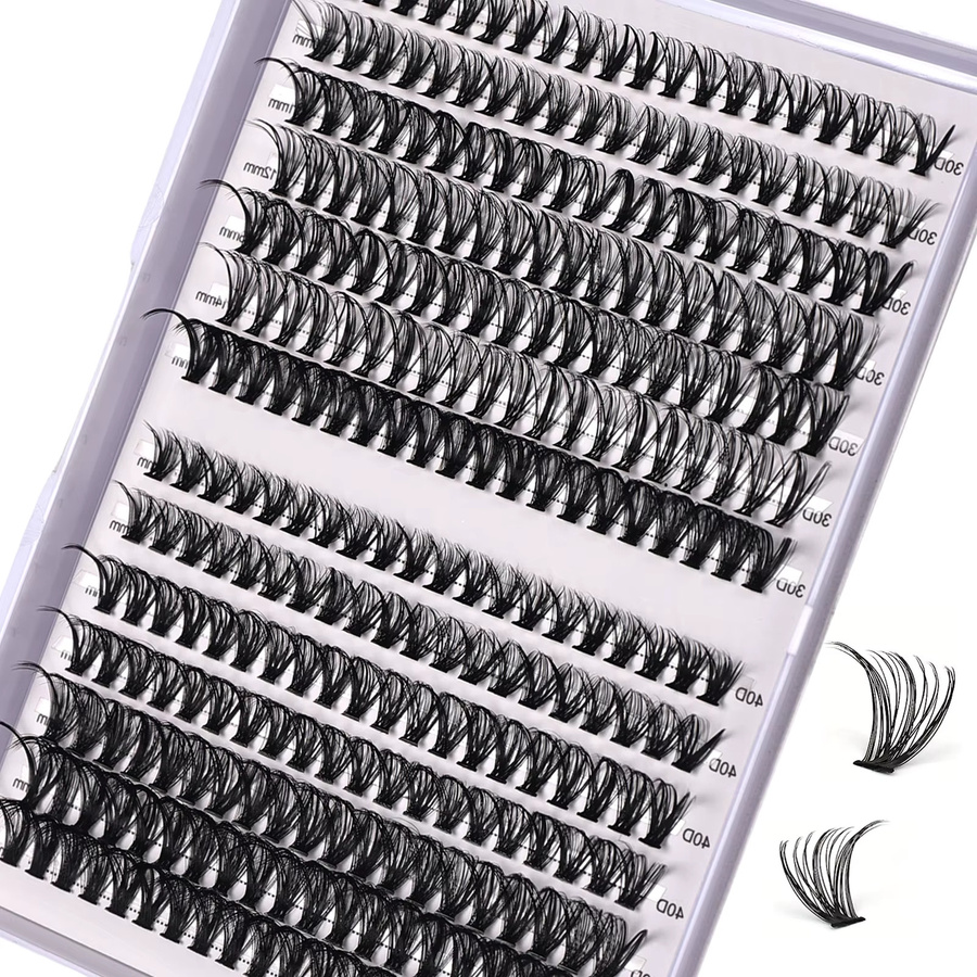 BLL.cf Cluster-Wimpern DIY-Verlängerungsset, 280 Stück, Schwarz, 9–15 mm - Bild 2