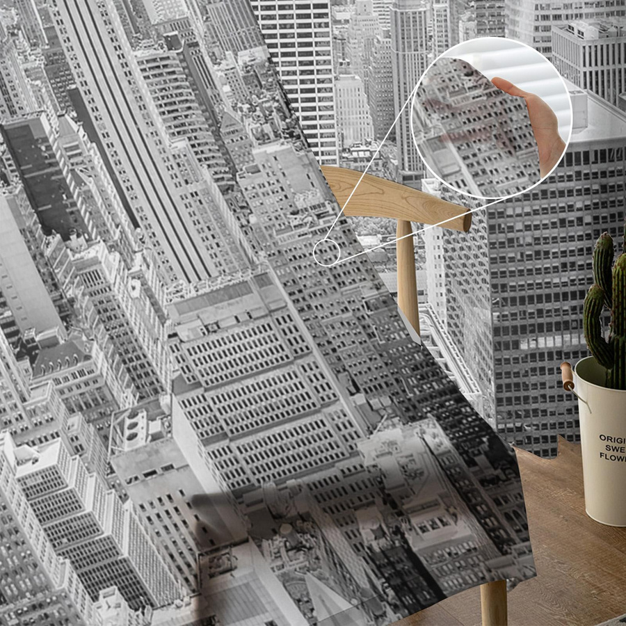Grauer transparenter Voile-Vorhang mit New York City-Motiv von Household supplies MH, moderner Tüllvorhang mit Rod Pocket, Breite: 100 cm, Höhe: 250 cm - Bild 2