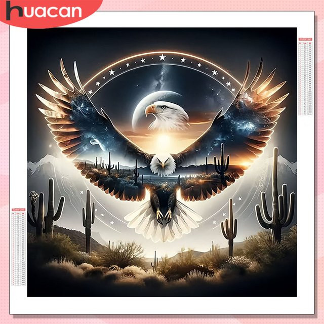 HUACAN Diamant-Malerei-Set Adler Motiv, rund, mehrfarbig, Wanddekoration - Bild 1