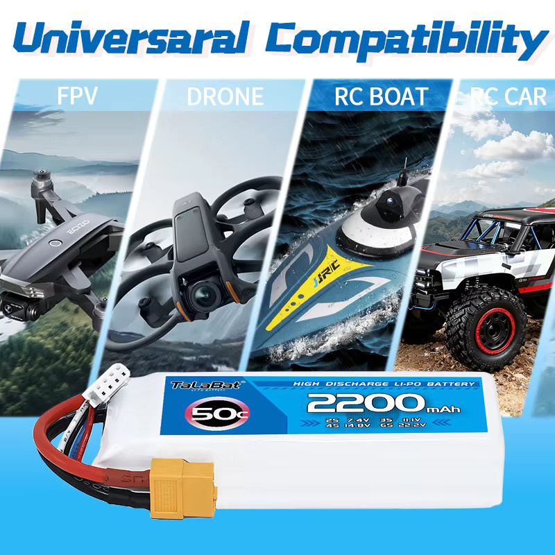 3er-Set TalaBat 3S Wiederaufladbare LiPo-Batterie 11,1V 2200mAh 50C mit XT60-Anschluss für RC-Trucks, Autos und FPV-Drohnen - Bild 2