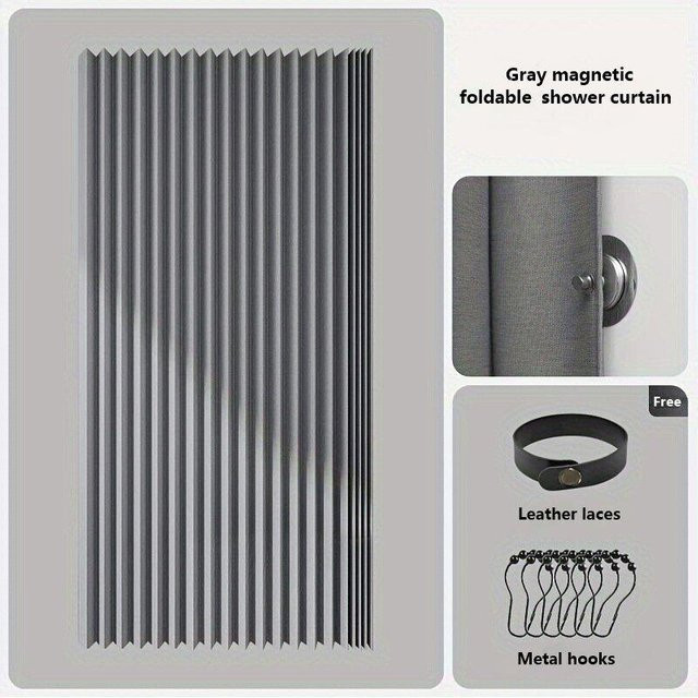 Wasserdichter faltbarer Duschvorhang aus Leinen-Polyester von youjilao in Grau, B/H: 200 x 200 cm - Bild 1