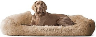 Tierlando PEDRO Orthopädisches Hundebett mit Langflor in Beige, B/T/H: 160 x 110 x 22 cm