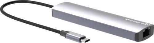 Manhattan 6-in-1 USB-C Dockingstation Hub mit 4K UHD HDMI, USB-A, Ethernet und Ladefunktion in Silber - Bild 1