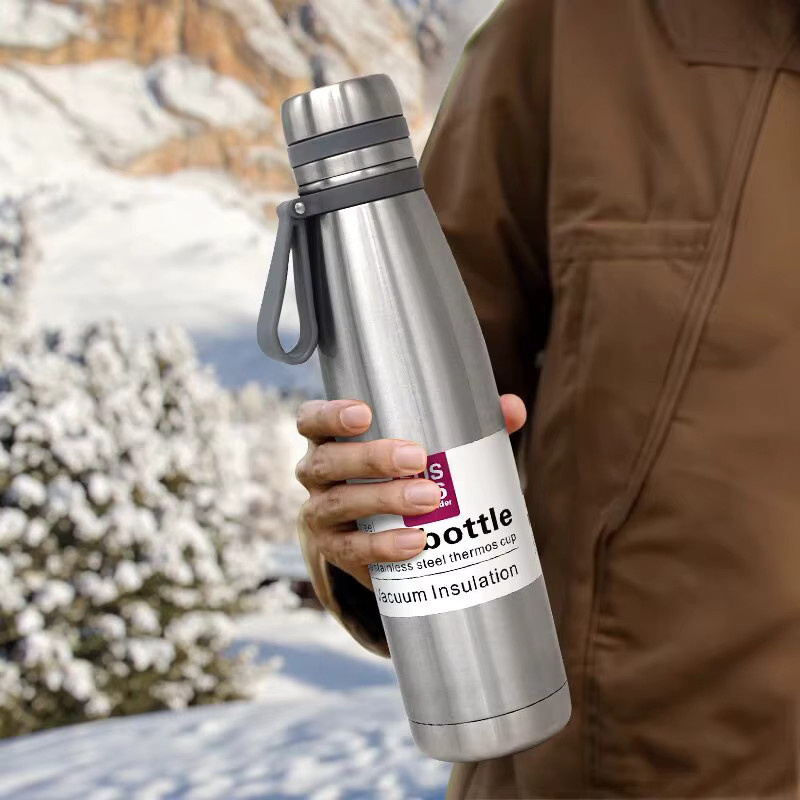 WEST TUNE Edelstahl-Thermosflasche in Silber mit Vakuum-Isolierung für Outdoor und Reisen - Bild 3
