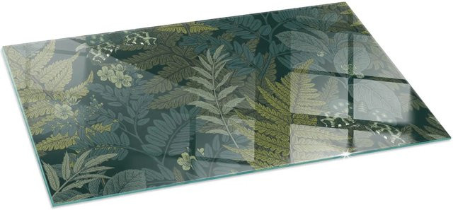 Tulup Funkenschutzplatte aus Glas mit floralen Pflanzenmotiven in Grün, B: 140 cm, H: 70 cm - Bild 1