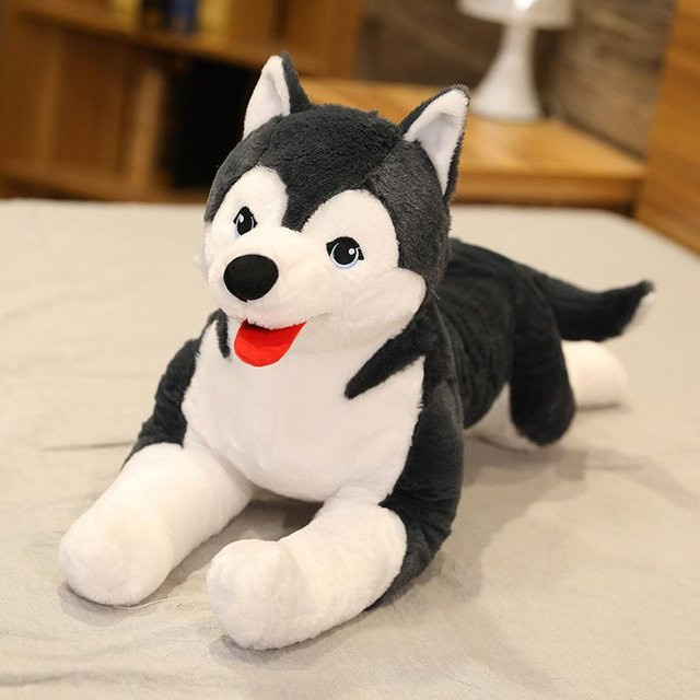 Linyi toy Husky Hund Plüschtier, 70cm, Rot, Schwarz - Bild 1