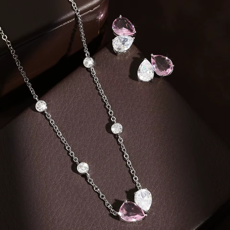 ZAKOL Schmuck-Set, Ohrring-Halsketten-Set, Roségold, Zirkonia, Damen - Bild 4