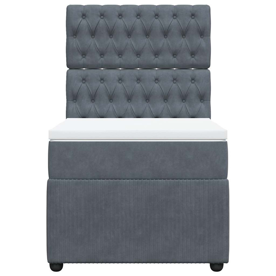 vidaXL Boxspringbett mit Matratze Dunkelgrau Samt B/T/H: 80 x 200 x 140,5 cm - Bild 4