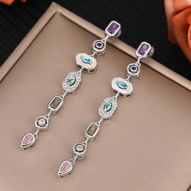 YULIN Quastenohrringe, Zirkonia, Silber, Gold, Damen, Vintage - Bild 1