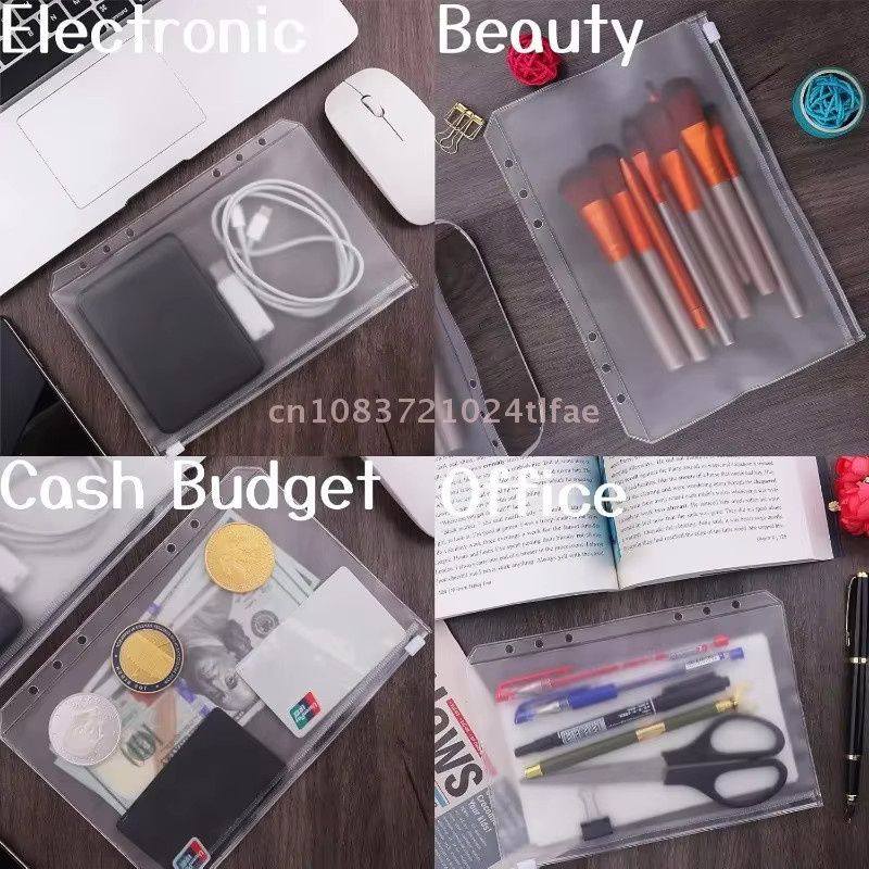 8 Stück transparente PVC-Binder-Taschen mit Reißverschluss von KOQZM, Geldumschläge und Dokumentenbeutel für A5, A6 und A7 Formate - Bild 4