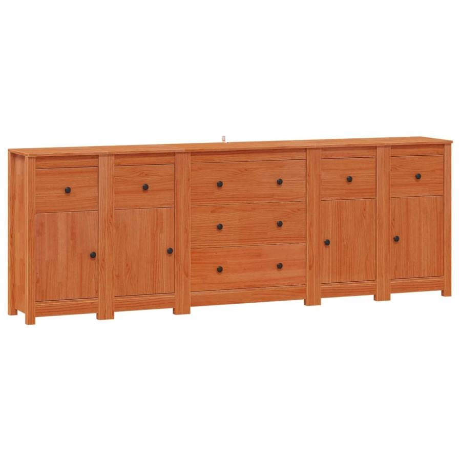 vidaXL Sideboard aus massivem Kiefernholz mit 5 Schubladen in Wachsbraun - Bild 2
