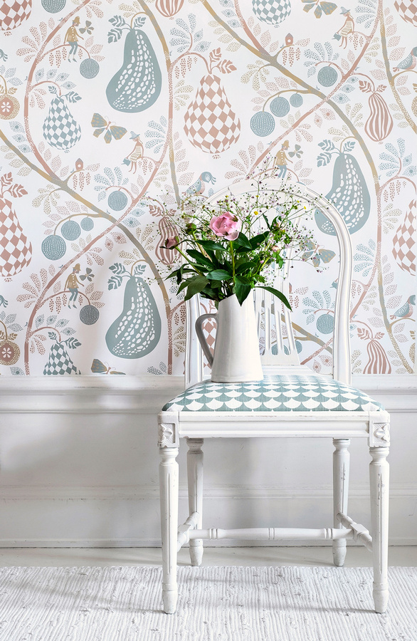 Littlephant Tapete Fruit Garden in White/Pink/Multicolour mit floralem Natur-Design für Wohnzimmer und Schlafzimmer - Bild 1