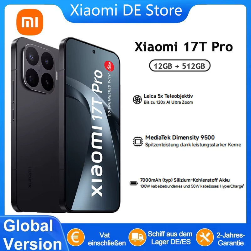 Xiaomi 17T Pro Smartphone Global Version mit HyperOS, 6.83 Zoll AMOLED Display, Leica 5X Telephoto Linse und 7000mAh Silicon-carbon Akku, Blau - Bild 5