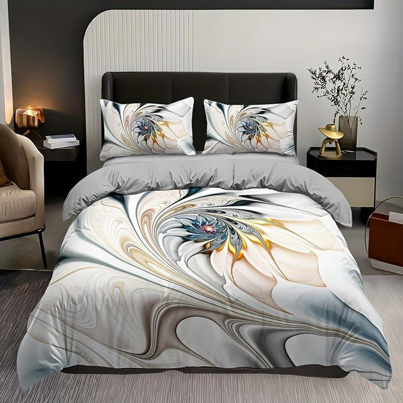 Bettwäsche-Set Binchi Outdoor Product mit Marmor-Print, 3-teilig, Mehrfarbig, B: 230 cm, H: 200 cm - Bild 2