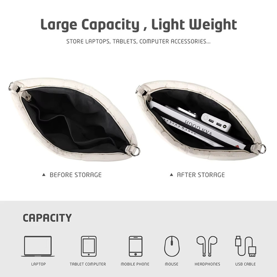 Niedliche gesteppte Laptop-Schultertasche für 14-16 Zoll Notebooks in Blau, passend für MacBook Pro/Air und Lenovo - Bild 3