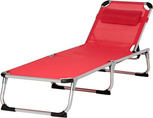 Outsunny Sonnenliege aus Aluminium und Textilene in Rot mit verstellbarer Kopfstütze, B/H/L: 60 x 76 x 170 cm - Bild 4
